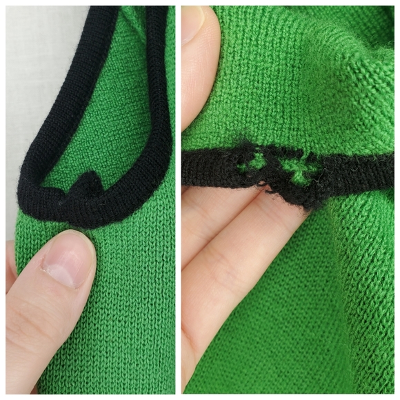 Neve 100% Wool Sweater Vest Green Zip Front Pockets Medium - Picture 6 of 7